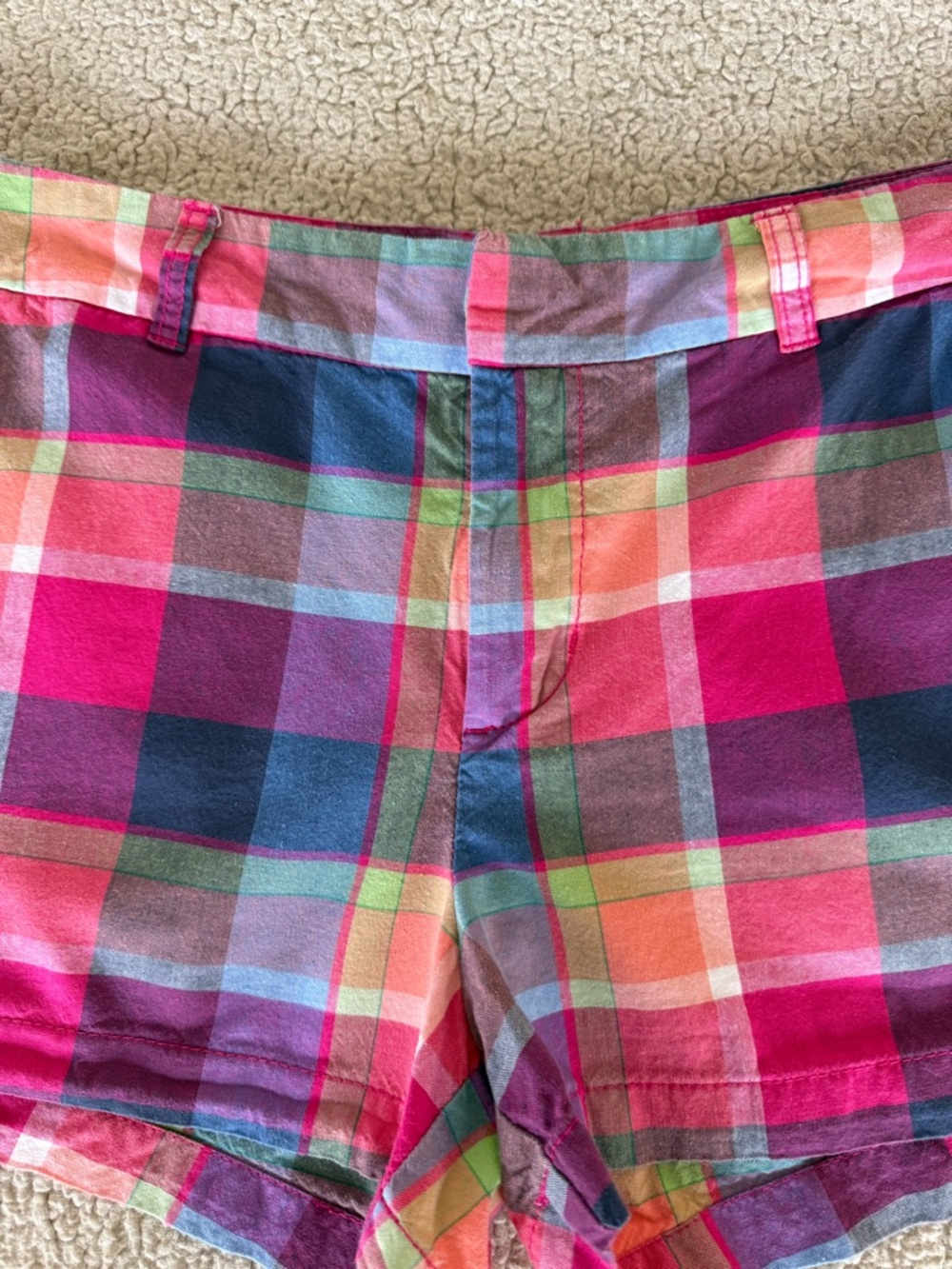 GAP Women’s Plaid Flat-Front khaki Shorts — Pink, Navy, Green, Orange